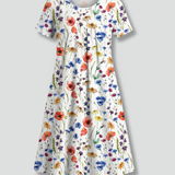 Damenkleid mit Rundhalsausschnitt und kurzen Ärmeln