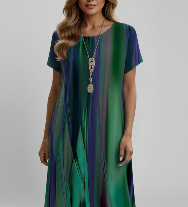 Damenkleid mit Rundhalsausschnitt und kurzen Ärmeln