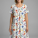 Damenkleid mit Rundhalsausschnitt und kurzen Ärmeln