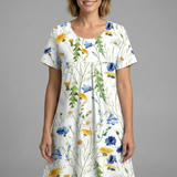 Damenkleid mit Rundhalsausschnitt und kurzen Ärmeln