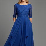 Damenkleid mit Rundhalsausschnitt und kurzen Ärmeln