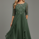 Damenkleid mit Rundhalsausschnitt und kurzen Ärmeln