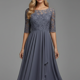 Damenkleid mit Rundhalsausschnitt und kurzen Ärmeln