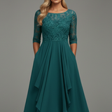 Damenkleid mit Rundhalsausschnitt und kurzen Ärmeln