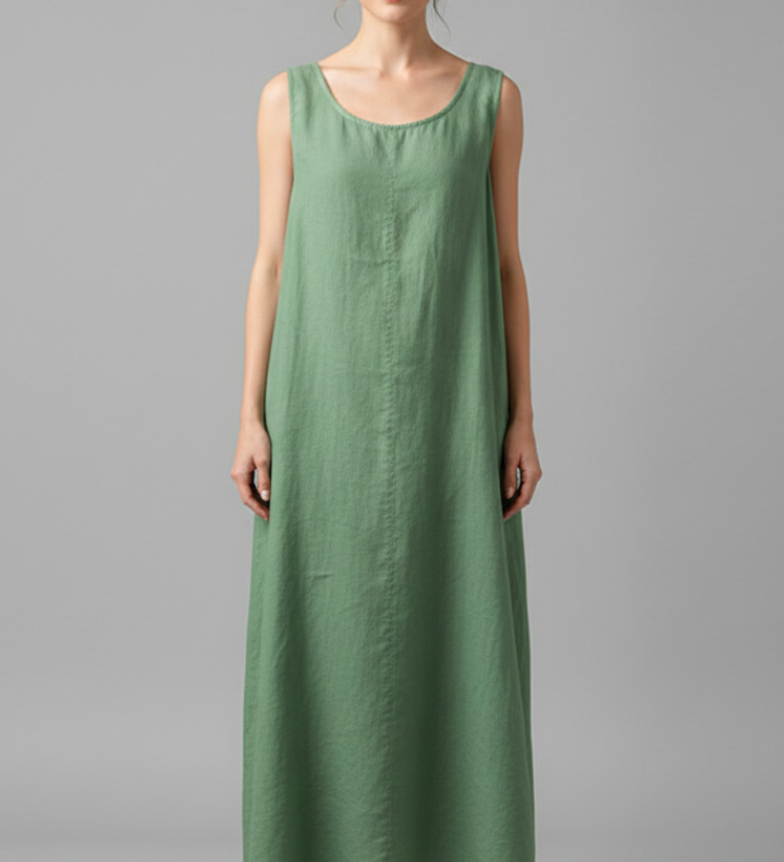 Damenkleid mit Rundhalsausschnitt und seitlichen Taschen