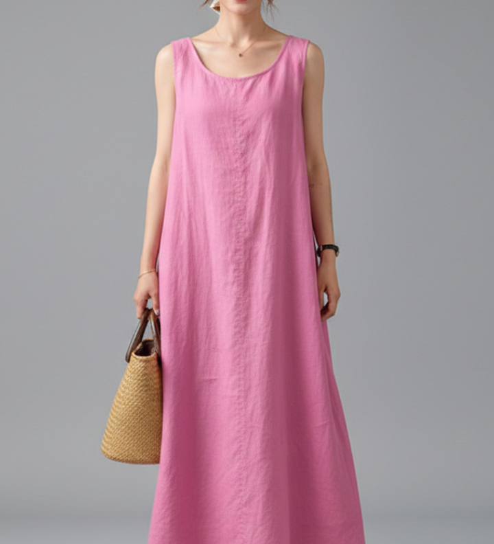 Damenkleid mit Rundhalsausschnitt und seitlichen Taschen