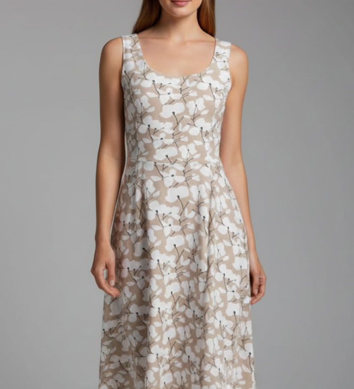 Damenkleid mit Rundhalsausschnitt und ärmellosem Schnitt