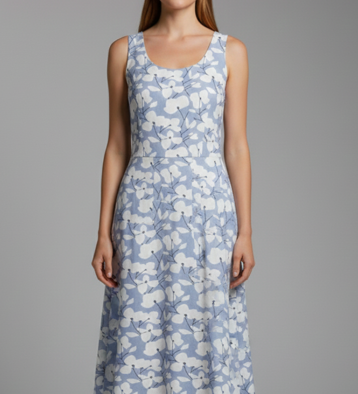 Damenkleid mit Rundhalsausschnitt und ärmellosem Schnitt