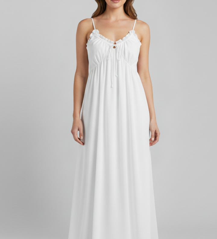 Damenkleid mit Spaghetti-Trägern und plissierter Oberfläche