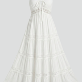 Damenkleid mit Spaghettiträgern und gestuftem Rock