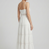 Damenkleid mit Spaghettiträgern und gestuftem Rock