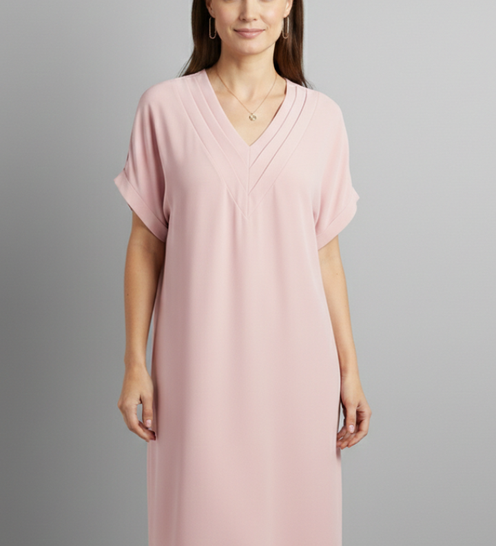 Damenkleid mit V-Ausschnitt und kurzen Ärmeln