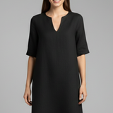 Damenkleid mit V-Ausschnitt und Dreiviertelärmeln