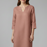 Damenkleid mit V-Ausschnitt und Dreiviertelärmeln