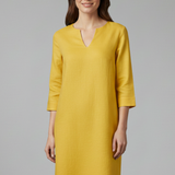 Damenkleid mit V-Ausschnitt und Dreiviertelärmeln