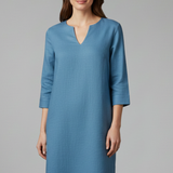 Damenkleid mit V-Ausschnitt und Dreiviertelärmeln