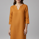 Damenkleid mit V-Ausschnitt und Dreiviertelärmeln