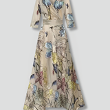 Damenkleid mit V-Ausschnitt und Dreiviertelärmeln