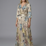 Damenkleid mit V-Ausschnitt und Dreiviertelärmeln