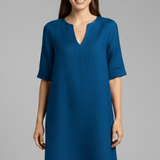 Damenkleid mit V-Ausschnitt und Dreiviertelärmeln