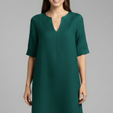 Damenkleid mit V-Ausschnitt und Dreiviertelärmeln