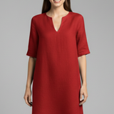 Damenkleid mit V-Ausschnitt und Dreiviertelärmeln
