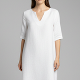 Damenkleid mit V-Ausschnitt und Dreiviertelärmeln