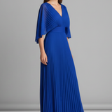 Damenkleid mit V-Ausschnitt und plissierter Maxiröcke