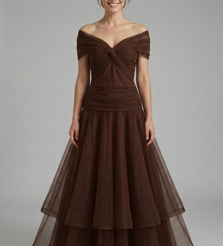 Damenkleid mit V-Ausschnitt und Drapiertem Oberteil