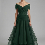 Damenkleid mit V-Ausschnitt und Drapiertem Oberteil
