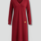 Damenkleid mit V-Ausschnitt und langen Ärmeln