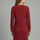 Damenkleid mit V-Ausschnitt und langen Ärmeln