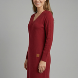 Damenkleid mit V-Ausschnitt und langen Ärmeln