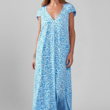 Damenkleid mit V-Ausschnitt und bedruckter Oberfläche