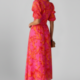 Damenkleid mit V-Ausschnitt und Puffärmeln