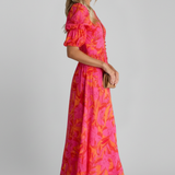 Damenkleid mit V-Ausschnitt und Puffärmeln