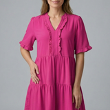 Damenkleid mit V-Ausschnitt und Rüschendetail