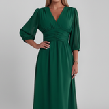 Damenkleid mit V-Ausschnitt und Wickelbund