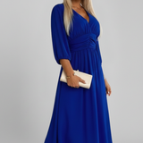 Damenkleid mit V-Ausschnitt und Wickelbund