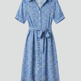 Damenkleid mit V-Ausschnitt und Knopfverschluss