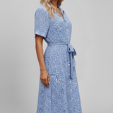 Damenkleid mit V-Ausschnitt und Knopfverschluss