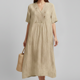 Damenkleid mit V-Ausschnitt und kurzen Ärmeln