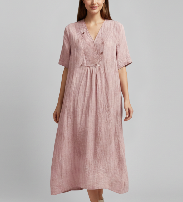 Damenkleid mit V-Ausschnitt und kurzen Ärmeln