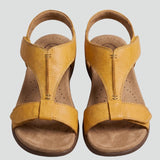 Damen Flache Sandalen mit Gepolstertem Fußbett und T-Riemen