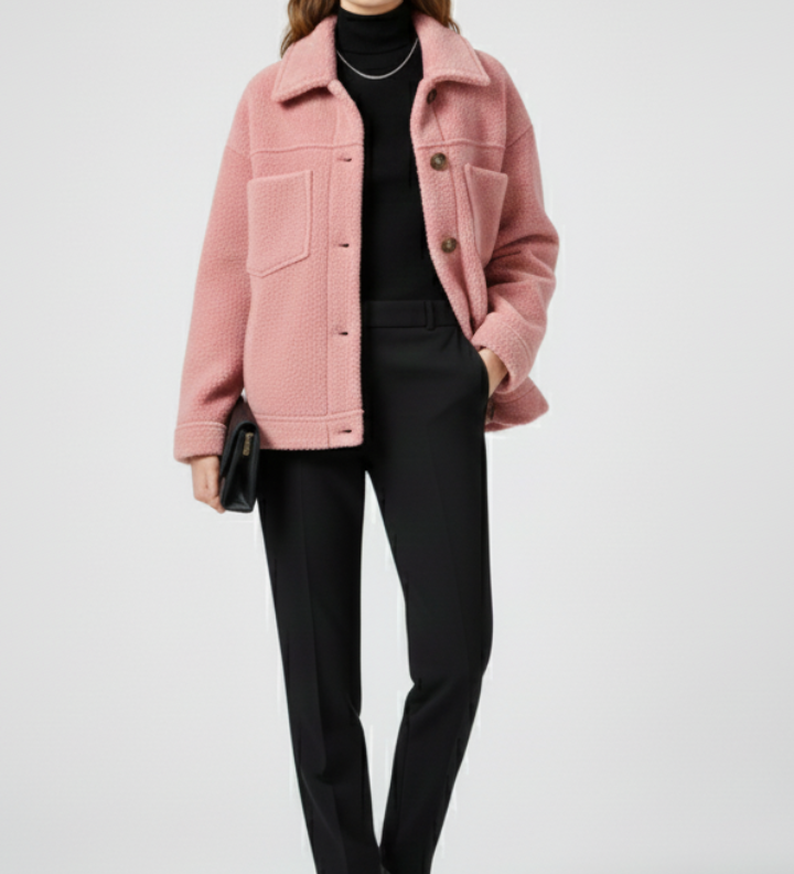 Damen Fleecejacke mit Knöpfen und großzügigen Taschen