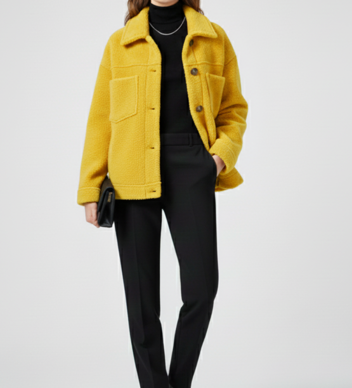 Damen Fleecejacke mit Knöpfen und großzügigen Taschen