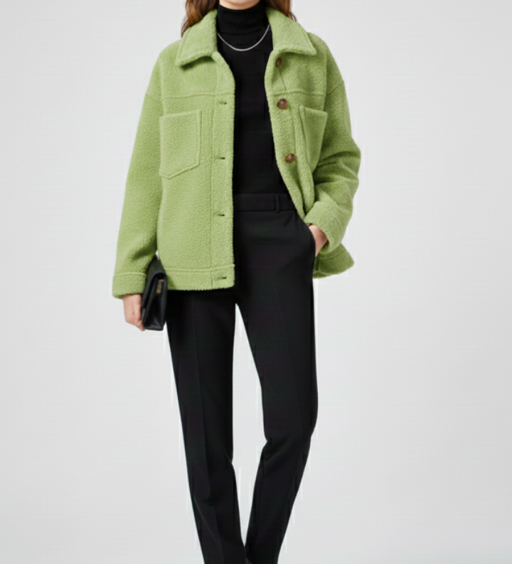 Damen Fleecejacke mit Knöpfen und großzügigen Taschen