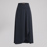 Damen Hochtaillierte Maxi-Rock mit Wickel-Front und Abgerundetem Saum