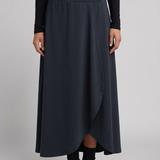 Damen Hochtaillierte Maxi-Rock mit Wickel-Front und Abgerundetem Saum