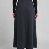 Damen Hochtaillierte Maxi-Rock mit Wickel-Front und Abgerundetem Saum